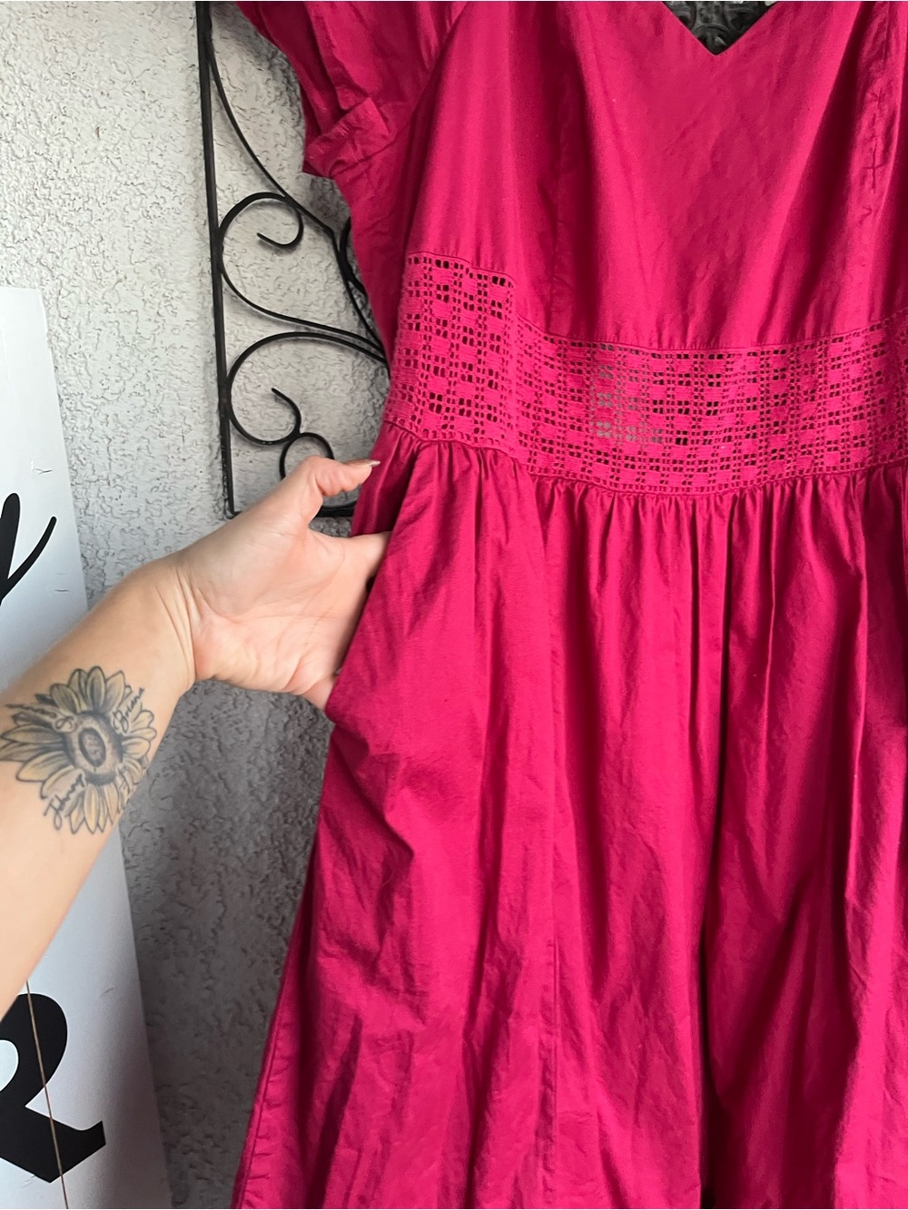 torrid poplin sheer waist Tie-Back Midi Dress - Picture 6 of 11